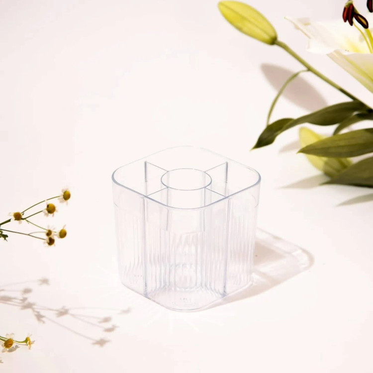 استند لوازم آرایشی و جای برس دنزی - ارگانایزر رومیزی شفاف ۵ خانه