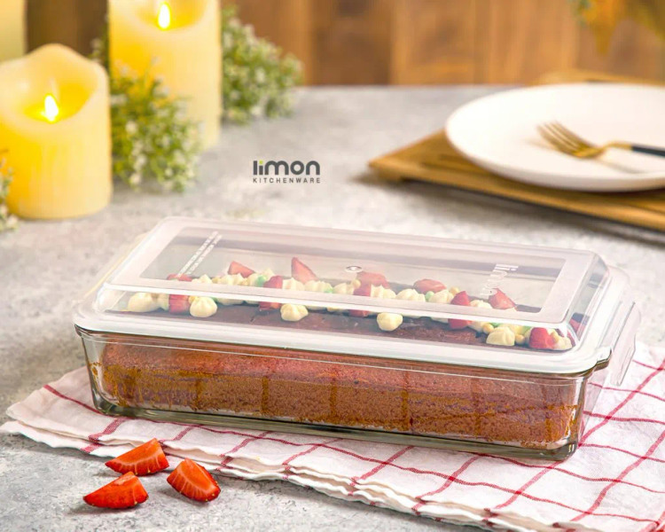 ظرف شیشه ای مستطیل 1.4 لیتر لیمون کد 2050