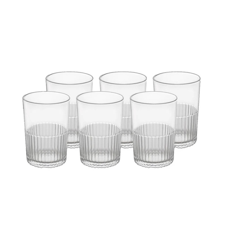 لیوان لیمون مدل شیاردار شیشه ای مجموعه 6 عددی کد 2216
