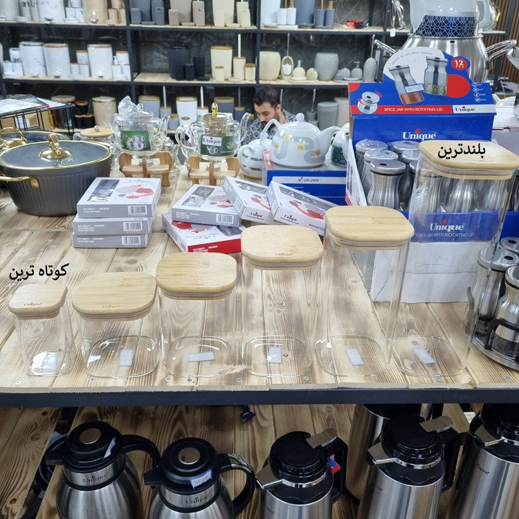 بانکه شیشهای مربعی یونیک سایز ۱ تا ۶
