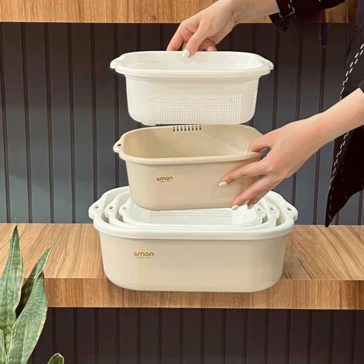 ست ۸ پارچه آبکش و لگن نسیم