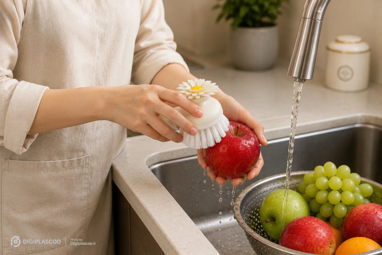 برس میوه شوی و سینک شوی لیمون مدل طرح گل کد ۱۵۴۰