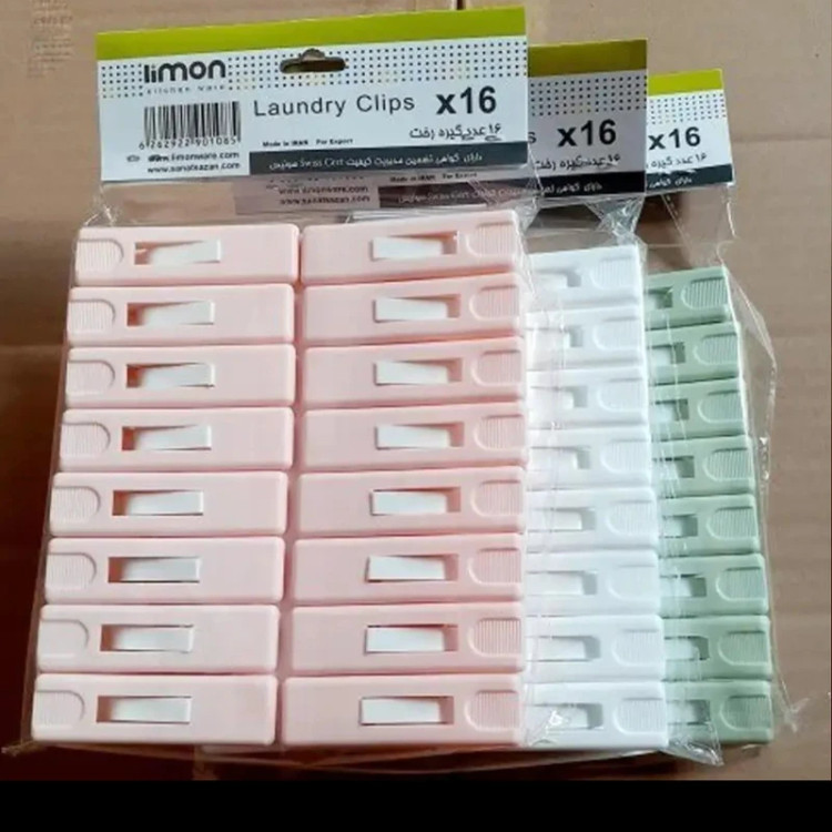 بسته بندی اصلی گیره رخت لیمون کد 1466 در رنگبندی متنوع