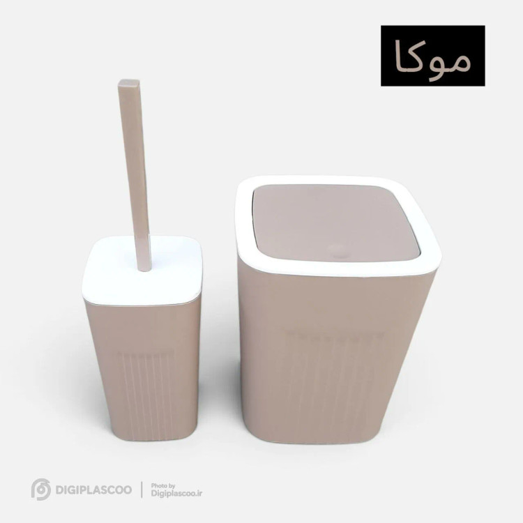 ست سطل زباله و فرچه توالت اطلس مدل موج