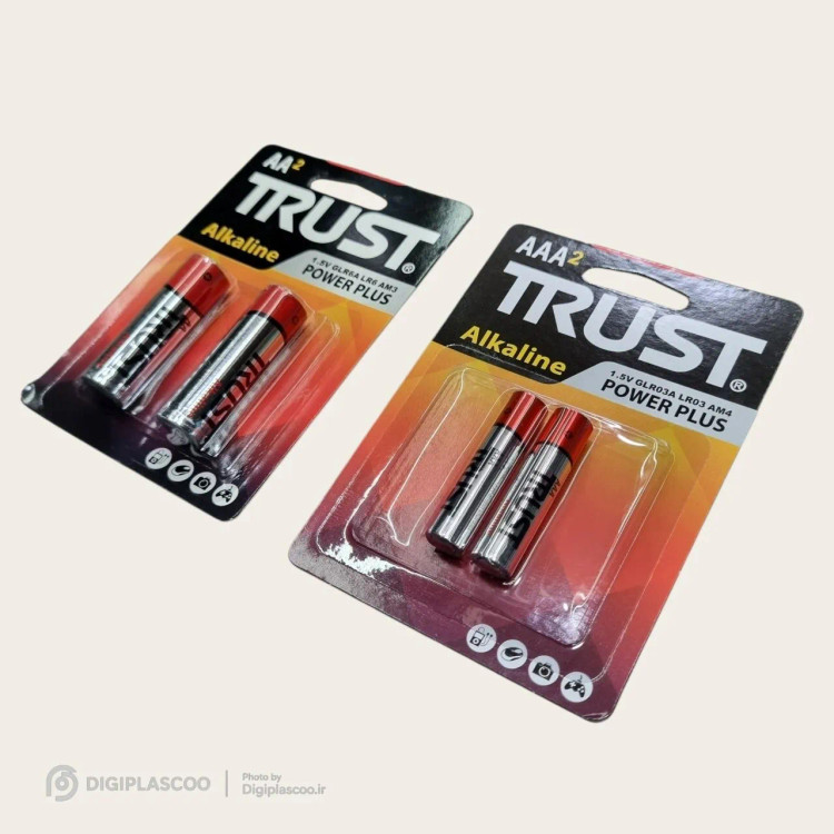 زاویه جانب دو بستهبندی باتری قلمی و نیم قلمی Trust Power Plus