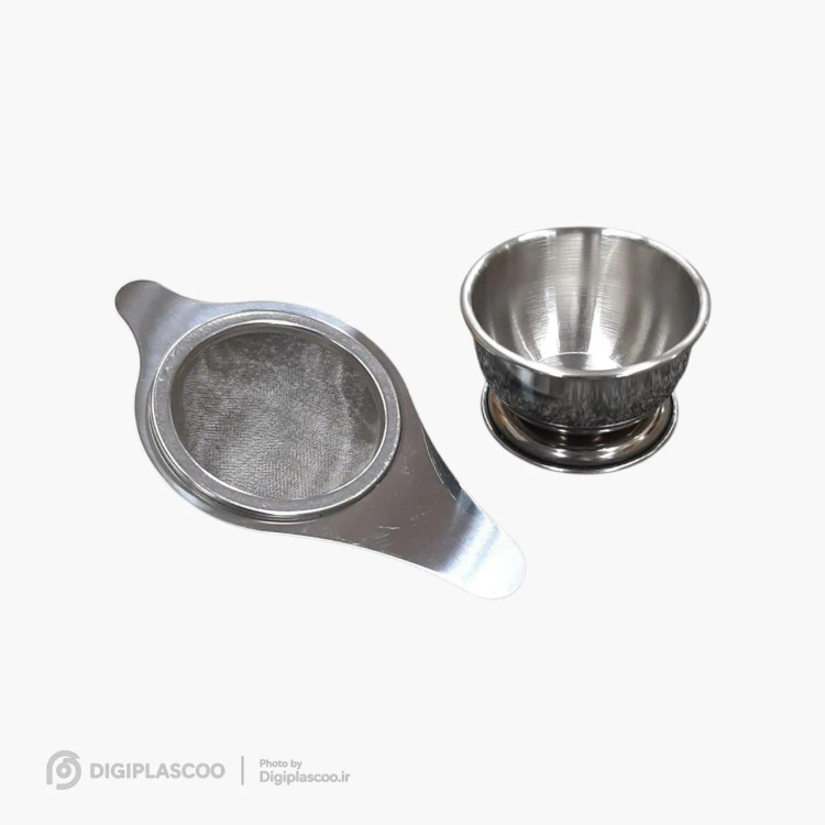 توری ریز صافی چای استیل با دسته متصل برای دهانه استکان و فنجان