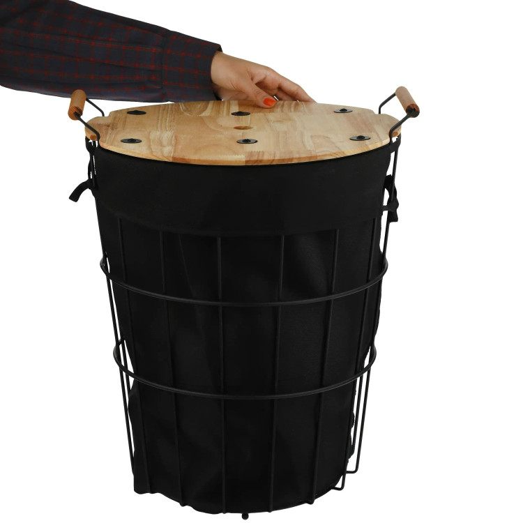 سبد رخت چرک یونیک فلزی درب چوبی (مدل UN-2921 و UN-2922)