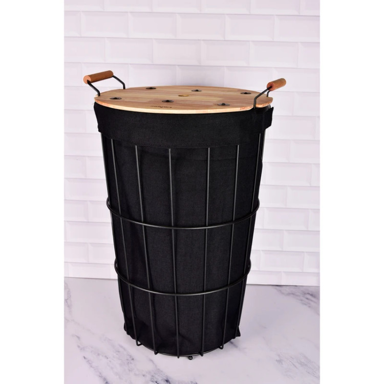 سبد رخت چرک یونیک فلزی درب چوبی (مدل UN-2921 و UN-2922)