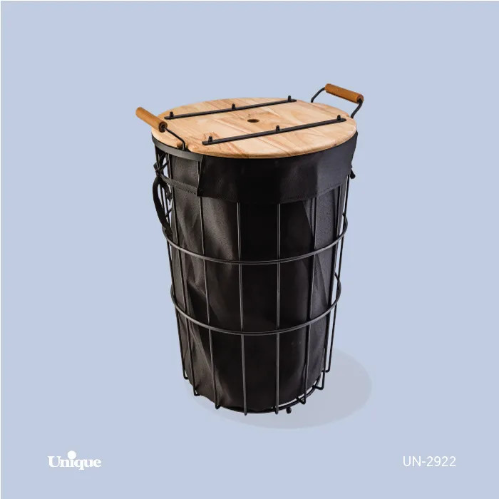 سبد رخت چرک یونیک فلزی درب چوبی (مدل UN-2921 و UN-2922)