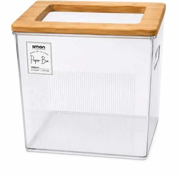 سطل زباله و کاغذ لیمون رویه چوبی کد 2501 ظرفیت 5 لیتر