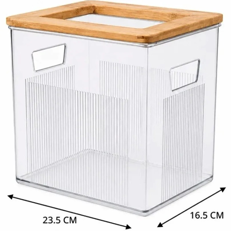 نمای زاویهدار سطل زباله ۵ لیتری لیمون کد 2501 با بدنه شفاف شیاردار و ابعاد دقیق