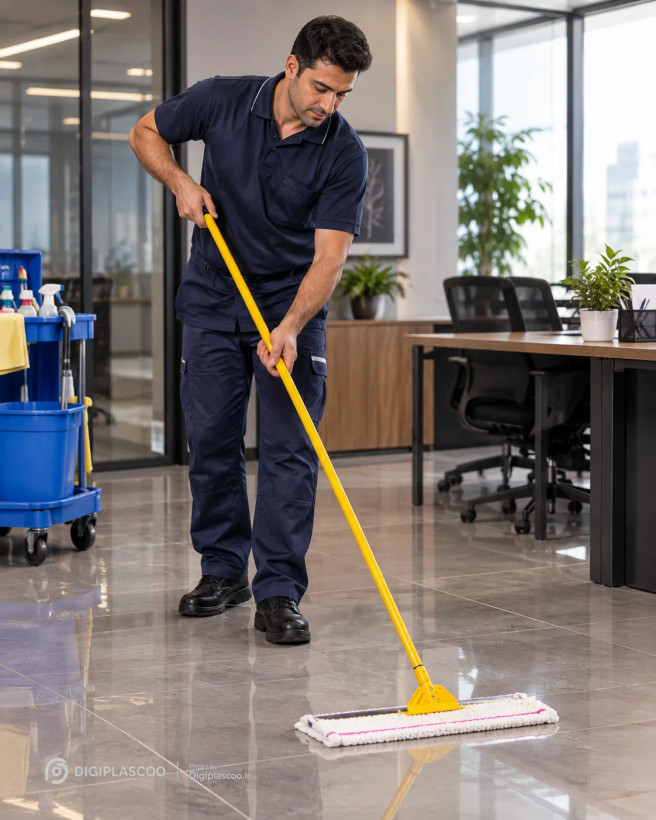 تی زمینشوی نخی تاج با دسته فلزی ۱۳۰ سانتیمتر | عرض ۴۰، ۵۰ و ۶۰