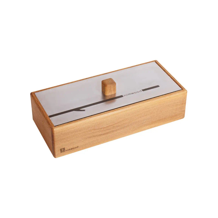 جای کارد و چنگال چوبی نیموود مدل درب استیل مات با لوگوی nimwood