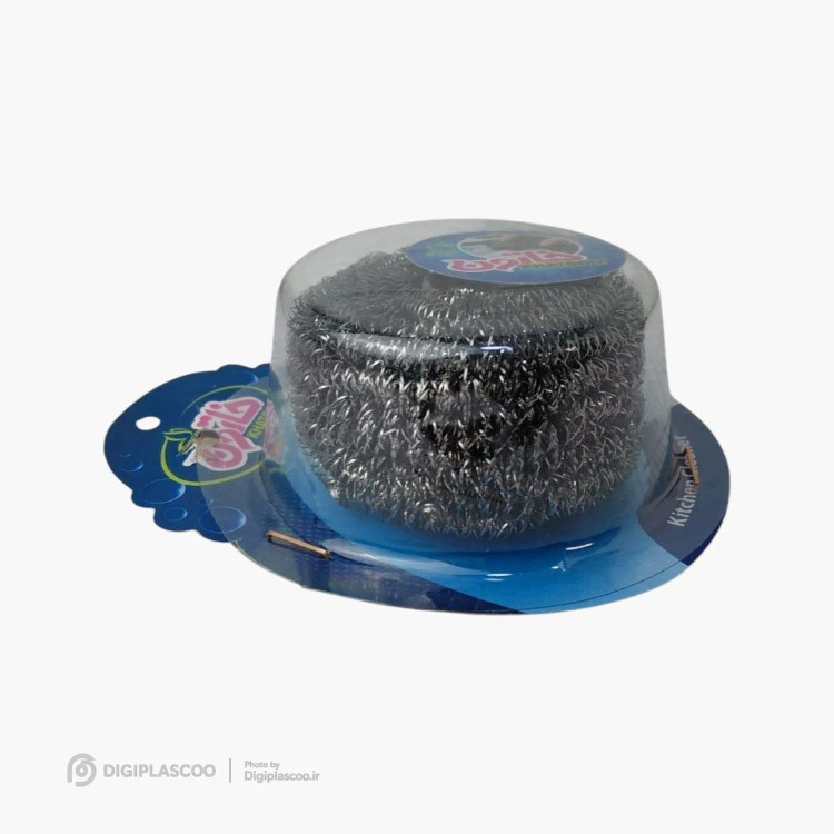 نمای روبرو از سیم فر ۲۰ گرمی خاتون آماده استفاده برای شستوشوی ظروف