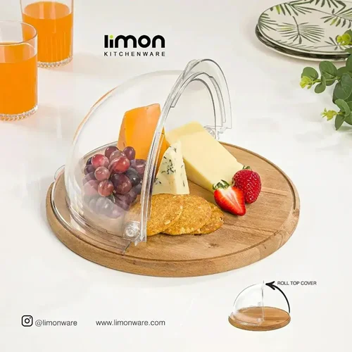 ظرف سرو کیک لیمون مدل پایه چوبی0