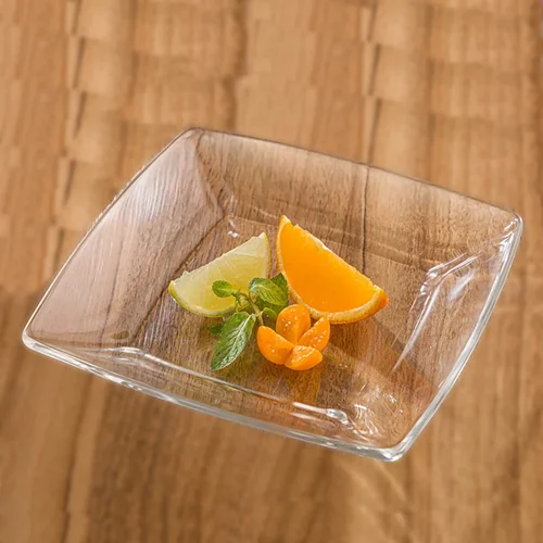 پیش دستی لیمون مدل مربع شیشه ای مجموعه 6 عددی