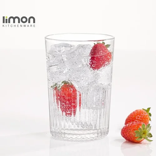 لیوان لیمون مدل شیاردار شیشه ای مجموعه 6 عددی